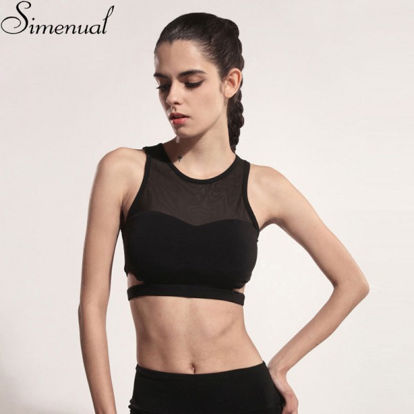 Mesh splice sexy athleisure women bra tops hollow out hot black tanks top bralette 2017 summer fashion slim bralet clothing sale