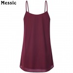 Messic Women's Summer Sleeveless Pleated Chiffon Layered Camis Front Pleat Cool Tank Top Red Black Blue Top women summer 2017
