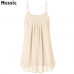 Messic Women's Summer Sleeveless Pleated Chiffon Layered Camis Front Pleat Cool Tank Top Red Black Blue Top women summer 2017