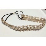 Metting Joura Bohemian Cream Lace Flower Pearl Crystal Rhinestone Headband Hairdband Hair Accessories
