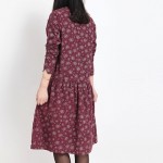 Mferlier Winter Dress Loose O Neck Long Sleeve Women Dress Floral Print Cotton Vintage Dress Size M-2XL
