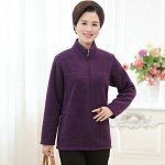 Middle Aged Woman Polar Fleece Jackets Womens Plain Multicolor Fleece Coat Stand Collar Warm Camperas Mujer Abrigo Ladies Jacket
