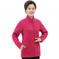 Middle Aged Woman Polar Fleece Jackets Womens Plain Multicolor Fleece Coat Stand Collar Warm Camperas Mujer Abrigo Ladies Jacket