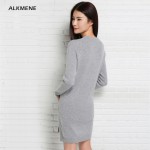 Mini women Cashmere sweater dress 2017 fashion irregular women knitted dress o-neck long sleeve women sweater dress with pockets