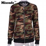 Missufe 2017 Spring Camouflage Cardigan Women Pilot Jacket Stand Basic Bomber Coat Casual Clothing Slim Women Outwear Mujer Tops