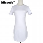 Missufe 2017 Summer Dresses For Women Long Sleeve Mini Bodycon Tunic Party Sexy Clubwear Side Split T Shirt Bandage Womens Dress