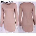 Missufe 2017 Summer Dresses For Women Long Sleeve Mini Bodycon Tunic Party Sexy Clubwear Side Split T Shirt Bandage Womens Dress