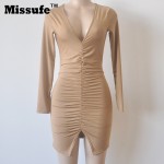 Missufe 6 Colors Draped Sexy Side Split Autumn Women Dress Bodycon Bandage Winter Night Club Party Womens Dress 2016 Vestidos