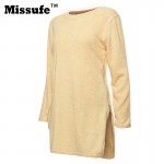 Missufe Casual Side Zipper Sweater Dress Sexy Mini Vestidos O Neck Loose Knitted Party Women's Dresses 2017 Spring