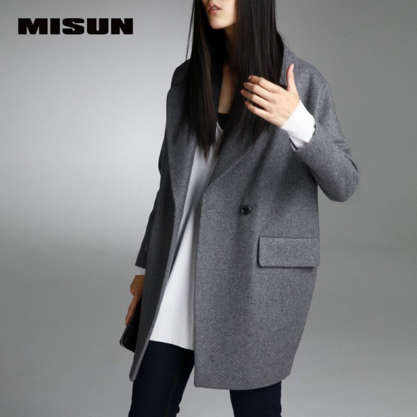 Misun 2017 women's medium-long woolen outerwear woolen overcoat wool slim spring jackets