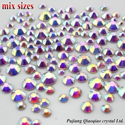 Mix Sizes SS3-SS16(1.3mm-4.0mm) 3D Nail Art Rhinestones Shiny Clear AB Non HotFix Stones Flatback For Nails Decoration