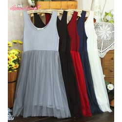 Mori Girl Lolita Kawaii Vintage lace mesh bottoming dress Loose large size women casual basic tank dress summer Vestidos