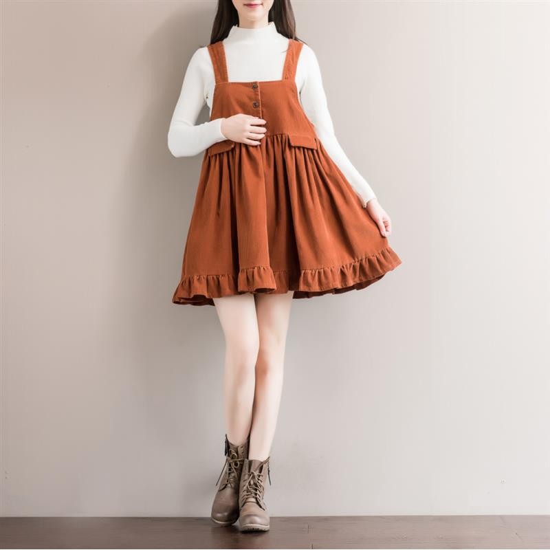 pleated overall dress