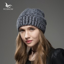 Mosnow New Wool Cashmere Hat Female Mix Color Women High Qualitywarm Vogue Brand Knitted Casual  Winter Hats Skullies Beanies