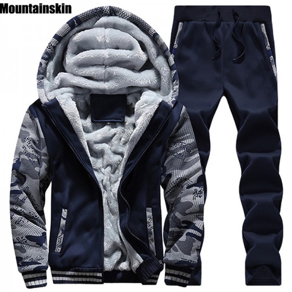 Mountainskin Winter Men's Hoodies Men 's Jackkets Male Tracksuits Fleece Thick Male Sweatshirt Casual Men Camouflage Coats SA138