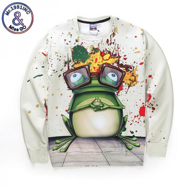 Mr.1991INC Autumn Winter Thin Style Men/women Digital Print Cartoon Frog Casual Hoodies Long Sleeve Pullovers 3d Sweatshirts