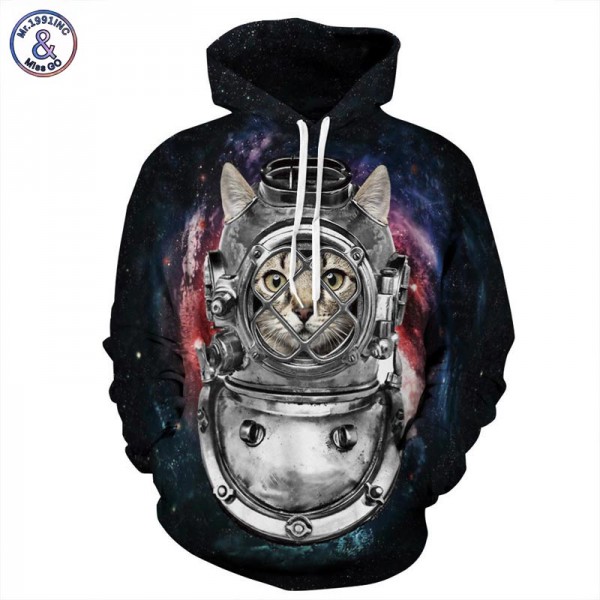 Mr.1991INC Europe America Fashion Men/Women Hoodies 3d Print Robot Cat Space Hooded Sweatshirts Casual Tracksuits Hoody