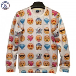 Mr.1991INC Harajuku 3d sweatshirts Men/women's hoodies printed many  small face fashion thin 3d emoji sweatshirts