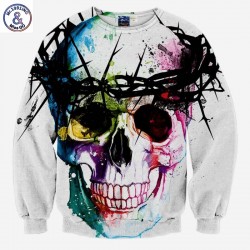 Mr.1991INC Harajuku Skull fashion men's 3d sweatshirt printed tree head ring skull hip hop hoodies long sleeve autumn tops