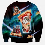 Mr.1991INC Hot Sell Men/Women Hoodies Plus Velvet Long Sleeve Male Fleece Sweatshirt Tracksuit Tops Print Pizza Cat Hoodies