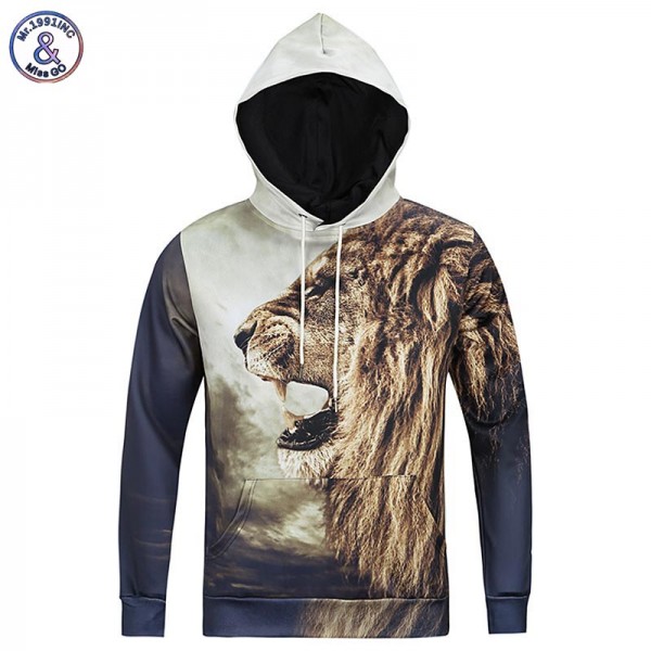 Mr.1991INC Hot Selling Men Hoodies With Cap Autumn Winter Fashion Pullovers Print Lion King Casual Hoody 3d Sweatshirt Tops