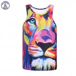 Mr.1991INC Impression style men 3d vest printing watercolor lion animals summer cool slim tank tops tees Asia size