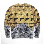 Mr.1991INC New Arrival Men/women 3d sweatshirts funny print smoking cat and gun dollars thin style autumn winter casual hoodies