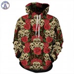 Mr.1991INC New Autumn Winter Fashion Men/women Hooded Hoodies Print Roses Flowers Skulls 3d Sweatshirt With Cap Hoody Tops