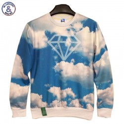 Mr.1991INC New Fashion Men/Women's 3d sweatshirts printing blue sky white clouds diamond space galaxy Hoodies casual tops
