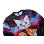 Mr.1991INC New Galaxy 3d sweatshirts for men/women casual hoodies funny print stars night  cat eating Pizza hoodies