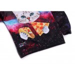 Mr.1991INC New Galaxy 3d sweatshirts for men/women casual hoodies funny print stars night  cat eating Pizza hoodies