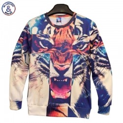 Mr.1991INC New arrival Fashion Men/Women Funny 3d sweatshirts printed tiger Leopard cross hoodies tops