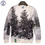 Mr.1991INC New arrival fashion Men/Women's 3d sweatshirts printed white and black winter snow forest tree hoodies S/M/L/XL