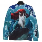 Mr.1991INC Newest Style Free Shipping Men/Women 3d Sweatshirt Funny Print Sea Side  Animal Cat With Red Hair Hoodies