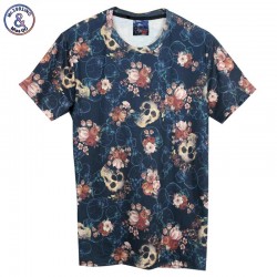 Mr.1991INC Skulls Fashion T-shirt men's 3d Tshirt Short sleeve shirt funny print many skull flowers Asia M/L/XL/XXL LT6