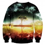 Mr.1991INC Space/galaxy 3d sweatshirt men 3d hoodies harajuku style funny print nightfall trees hombre sudadera