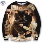 Mr.1991INC hoodies for men/women 3d sweatshirt funny print big dollars cat and golden flowers hoodies autumn tops