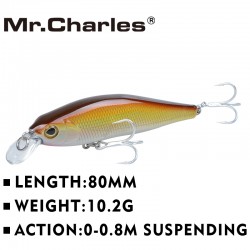 Mr.Charles CMC012  fishing lures  ,80mm/10.2g 0-0.8m floating super sinking minnow