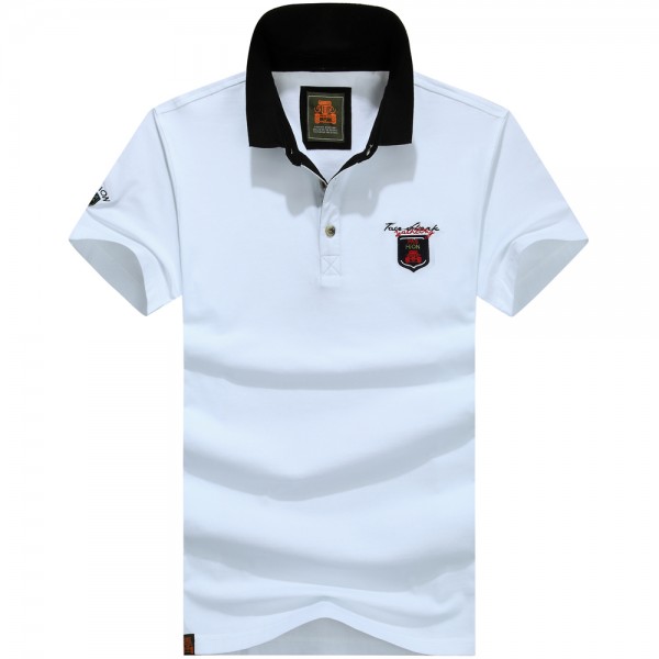 Mu Yuan Yang Big Size Men's T-shirts Solid Cotton Tops &Tees Turn-down Collar Men Casual Short-Sleeved T Shirts