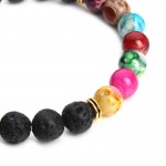Muti-color Design Mens Bracelets Black Lava 7 Chakra Healing Balance Beads Bracelet For Men Women Pulseras Drop Shipping F3770