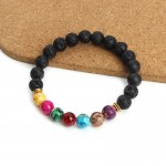 Muti-color Design Mens Bracelets Black Lava 7 Chakra Healing Balance Beads Bracelet For Men Women Pulseras Drop Shipping F3770