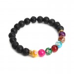 Muti-color Design Mens Bracelets Black Lava 7 Chakra Healing Balance Beads Bracelet For Men Women Pulseras Drop Shipping F3770