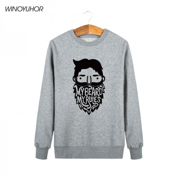 My Beard My Rules Printed Men's Sweatshirts And Hoodies 2017 Winter New Fashion Funny Style Male Pullovers Multicolor Plus Size