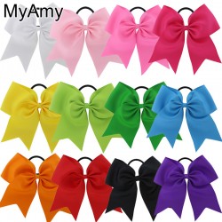 MyAmy 7.5 Inch Hair Bows Boutique Elastic Ties Cheerleading Cheer Bow Grosgrain Ribbon Bow Hair Accessories