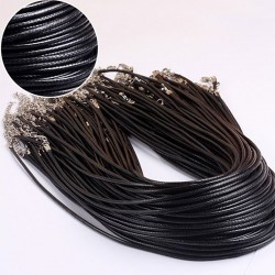 N697 Twisted Braided Rope 2mm Black PU Leather Cord Chain Necklace Silver Clasp String Ropes Men Women gargantilha High Quality