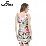NADANBAO Cute Adventure Time Print Women New Sexy Party Club Summer Short Slim Shinny Vest Tank Dress Sundress for Woman