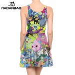 NADANBAO Summer Autumn Pokemon GO Pikachu Print Women Dress Woman Sexy Sleeveless Vestidos Beach Dress Womens Clothing