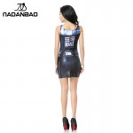 NADANBAO Woman bandage dresses Vintage Dress Tank Digital Print Sexy Mini Bodycon Women Summer Party Club Black Milk Clothing