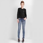 NAKED ZEBRA Woman Jacket Autumn Black Punk Style Seven Sleeve O-Neckline Fall Clothing Cool Female Short Slimming Thin Coat