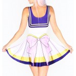 NEW  1070 Sexy Girl Women Summer cosplay cute bowknot Sailor Moon 3D Prints Reversible Sleeveless Skater Pleated Dress